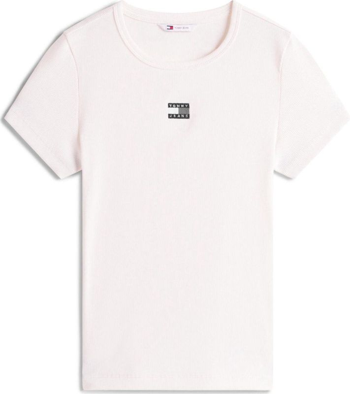 Tommy Jeans T-shirt Tjw Slim Badge Rib Dw0dw17881 Ybh Ancient White Dames Maat - XXS