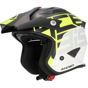 Acerbis Jet Aria Graphic Mat Zwart Gele Jethelm - Maat L - Helm