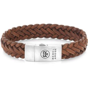 Rebel & and Rose - Armband - Braided Rawatt Cognac - RR-L0158-S Heren