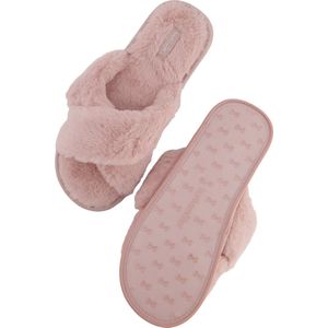 Hunkemöller Dames Accessoires Pantoffels Crossed Fake Fur - Roze - maat 40/41