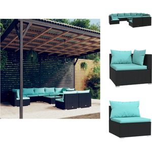 vidaXL Lounge Poly Rattan - Black - Waterproof - Modular Design - Comfortable Cushions - Tuinset