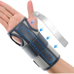 Polssteun Brace voor mannen en vrouwen - Linker Rechterhand, metalen spalken, ademende polsbrace voor artritis carpale tunnel peesontsteking - gewrichtspijnverlichting.