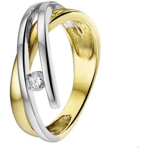 Trendjuwelier huiscollectie 4205711 Bicolor gouden zirkonia ring