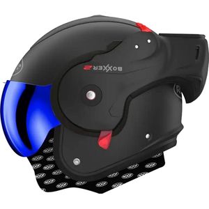 Roof RO9 Boxxer 2 Matt Black Shadow Blue - Systeemhelm - Maat SM - Boxer helm - Motorhelm - ECE 22-06 gekeurd