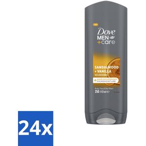 Dove – Douchegel – Men+Care Sandalwood & Vanilla – 250 ml - Voordeelverpakking - 24 stuks