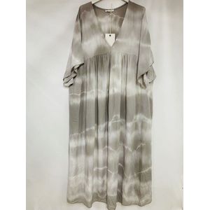 Boho maxi jurk van luchtige viscose - v-hals - kleur TAUPE - maat 42-46