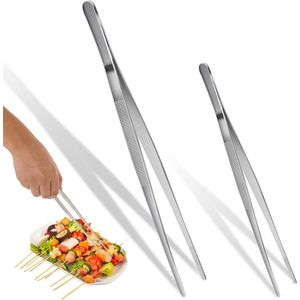 Keuken Pincet 2 Stuks 20 cm + 30 cm Roestvrij Staal Professioneel Keukengereedschap met Antislip Handvat