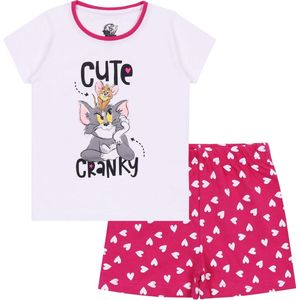 Wit-roze pyjama met korte mouwen en hartjes - TOM & JERRY