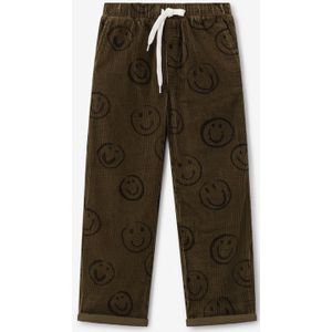 Sissy-Boy - Corduroy Broek - Donkergroen - Met Smiley Print