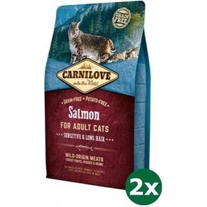 Carnilove salmon sensitive / long hair kattenvoer 2x 2 kg