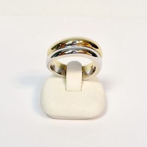 Ring - witgoud - geelgoud - bicolor - 14 karaat - sale juwelier Verlinden St. Hubert van €545,= voor €439,=