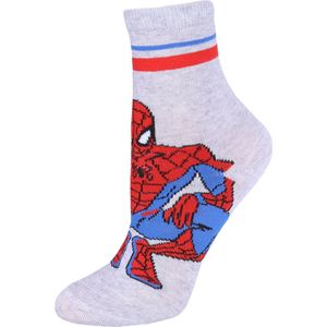 Grijze sokken voor jongens met een mooi superheldmotief - Spider Man