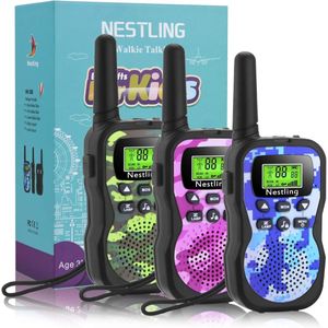 Camouflage Walkie Talkies voor Kinderen - 3-pack, 8 Kanalen, 2-Weg Radio met LCD-Scherm