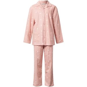 Lunatex - klassieke dames pyjama flanel 641976 - dream queen - roze - maat S