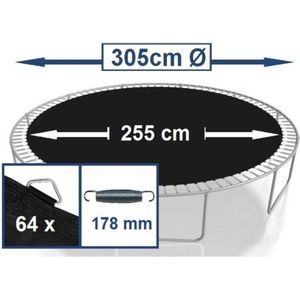 Springmat voor Trampoline 300-305 cm met 64 ringen voor 17,5-18 cm veren