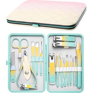 Counius 18-delige manicureset, nagelverzorgingsset, manicureset, nagelknipperset, pedicureset, professionele verzorging, nagelknipper, professionele set, manicure en pedicure