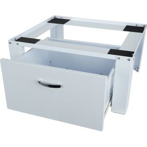Wasmachine verhoger - Wasmachine sokkel - Wasmachine verhoger met lade - Wit - Stalen frame - Wasmachine opbouwmeubel