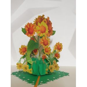 Pop-Up kaart met zonnebloemen - Bloemen kaart Wenskaarten Voor Moederdag Valentijnsdag verjaardag vriendschap felicitatie jubileum