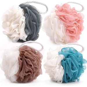 Daity 4-pack - Tweekleurige badbloembal, badbal badstokje, schattig badbloem rug scrubartefact badstokje voor meisjes (multicolor)