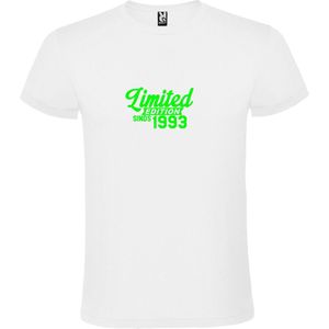 Wit T-Shirt met “Limited sinds 1993 “ Afbeelding Neon Groen Size XXXL