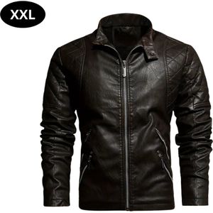 Nivard Leren Jas - Leather Jacket - Lederen Jas - Bomberjack - Pilotenjack - Blazer - Biker - Motorjas - Motormuis - Heren - Donker Bruin XS