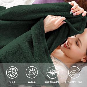 Mrs. Jones Fleece Deken Sofa 130 x 160 cm Kinderflanel Bed Deken Super Zacht - Donkergroen. .