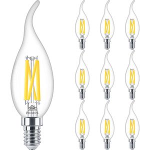 PHILIPS - LED Lamp E14 10 Pack - MASTER LED E14 Gebogen-Tip Kaars Filament Helder 3.4W 470lm - 922-927 Dim to Warm 2200K-2700K - Beste Kleurweergave - Dimbaar | Vervangt 40W