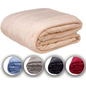 Komfortec Dikke Fleece Deken - Met kasjmier gevoel - Plaid - 450 GSM - 150x200 cm – Super Zacht – Beige