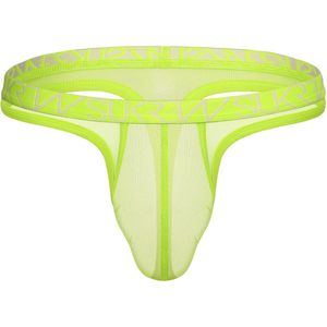 SUKREW Sheer Low-rise Thong Acid Yellow - MAAT S - Erotisch Heren Ondergoed - String voor Man - Sexy mannen String