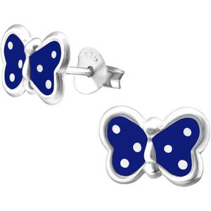 Aramat jewels ® - Zilveren kinder oorbellen vlinder gestippeld emaille 10x7mm
