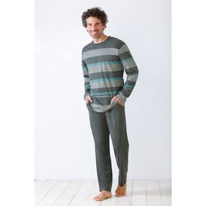 Grijs gestreepte herenpyjama van Hajo - Grijs - Maat - 48