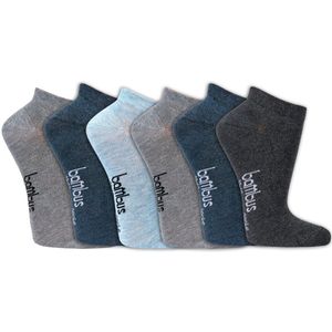 Bamboe sneakersokken | Zonder voelbare teennaad | Kleur: Blauw | Maat: 35 t/m 46 | 6 Paar