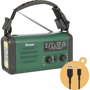 Sireza N2 - Noodradio -Noodpakket - powerbank zonneenergie - 20.000 mAH Powerbank – Draagbare FM/AM-radio – SOS Knop – Ingebouwde Zaklamp & Ledlamp – compas - Veiligheidsmesje - fluit - army groen