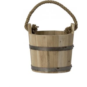 Houten Emmer met Touw eiken klein 5 l.