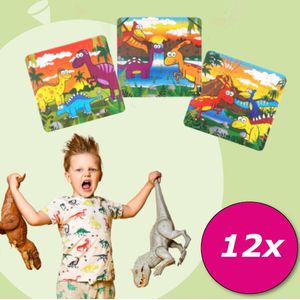 Tuf-Tuf Uitdeelcadeaus 12 STUKS Dino mini Puzzel van 25 stukjes- Traktatie Uitdeelcadeautjes voor kinderen - Klein Speelgoed