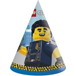 Procos Feesthoedjes Lego City Junior Papier Blauw 6 Stuks