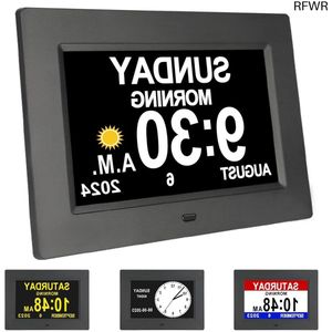 RFWR® Digitale Wekker met Kalender en Alarmopties voor Senioren - 7 Inch Display met Dimbare Weergave