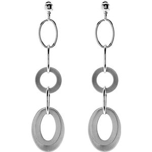 Behave Oorbellen hangers - oorhangers - dames - mat zilver kleur - 9cm