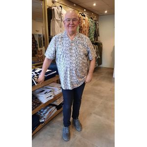 North 56 Overhemd/ Resortshirt Beige/ zwart Maat 2XL Plussize