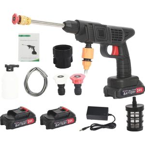 WNHB® Draadloze Hogedrukreiniger 24V met 2 Accu’s - Mobiele Drukspuit met Sproeiers - Voor Auto Oprit Terras en Tuin