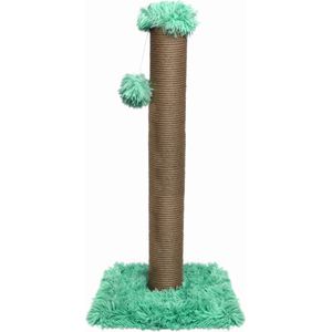 Topmast Krabpaal Fluffy Big Pole - Groen - 39 x 39 x 80 cm - Made in EU - Krabpaal voor Katten - Sterk Sisal Touw - Met Kattenspeeltje