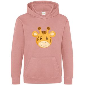 Pixeline Hoodie Giraffe Face roze 12-13 jaar - Pixeline - Trui - Stoer - Dier - Kinderkleding - Hoodie - Dierenprint - Animal - Kleding