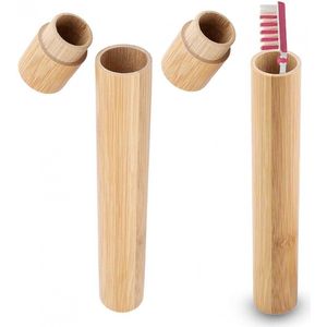 Tandenborstel Bamboe - Reis Koker - Set 2 Stuks - Tandenborstel houder - Houten Tandenborstel - Beschermer - Reisaccessoires - Reiskoker - Opberg - Case - Reizen - Milieuvriendelijke reisdoos