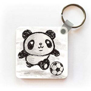 Sleutelhanger - Uitdeelcadeautjes - Panda - Voetbal - Zwart - Wit - Plastic
