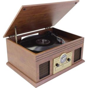 Nostalgisch muziekcentrum met platenspeler, cd-speler, bluetooth en radio