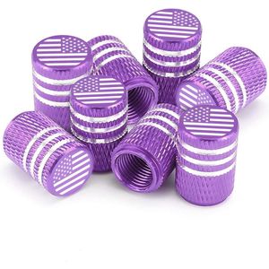 Anti-diefstal Premium Rubberen Bandenventieldoppen met Amerikaanse Vlag - 8 Stuks