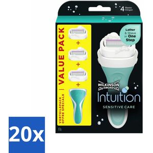 20 x Wilkinson Sword - Navulmesjes - Intuition 2-in-1 Sensitive Care - 3 mesjes - Scheermesje Vrouw - Gevoelige Huid - Schuim En Scheer - Dermatologisch Getest - Huidverzorging