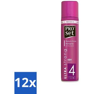 Proset - Haarspray - Ultra Sterk - 48 uur Werking - 250 ml - Voordeelverpakking - 12 stuks