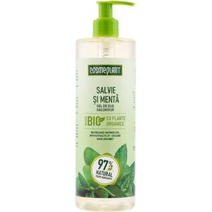 Biologische Heerlijke Verfrissende douchegel - Salie en munt - voor de hele gezien -500 ml