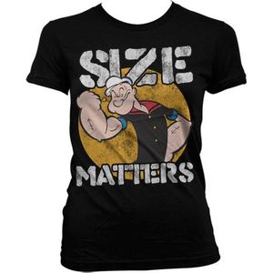 Popeye Dames Tshirt -M- Size Matters Zwart